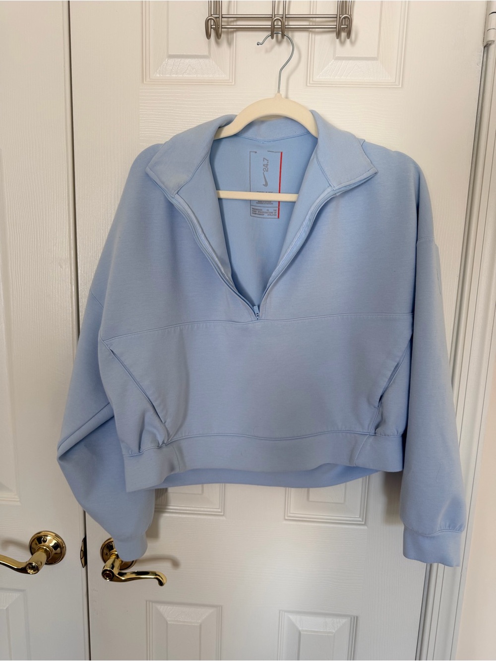 Nike 24.7 Light Blue Half-Zip Cropped Pullover